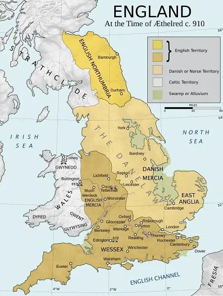 Map showing the ancient Kingdom of Wessex